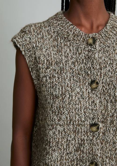 Cardigan sans manches, coupe décontractée Medium Beige en vue détaillée