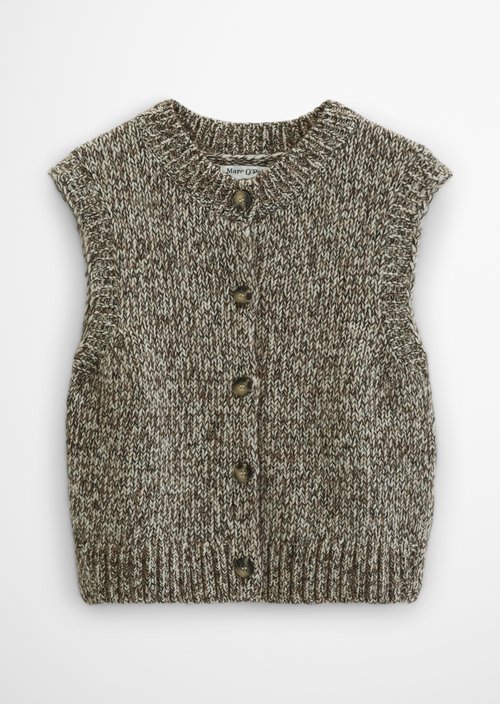 Relaxed Sleeveless Cardigan — Medium Beige