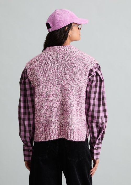 Relaxed Sleeveless Cardigan — Medium Pink