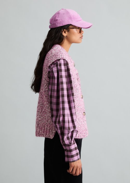 Relaxed Sleeveless Cardigan — Medium Pink