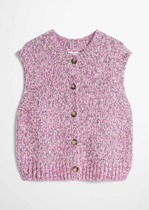 Relaxed Sleeveless Cardigan — Medium Pink