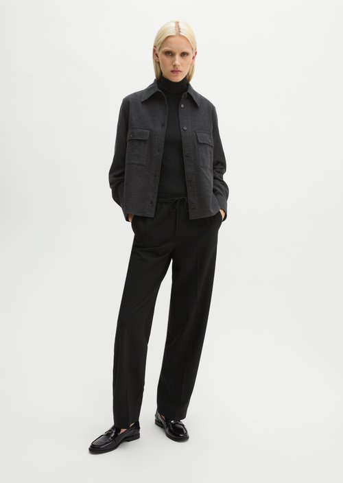 Regular-Fit Flannel Blouse — Black