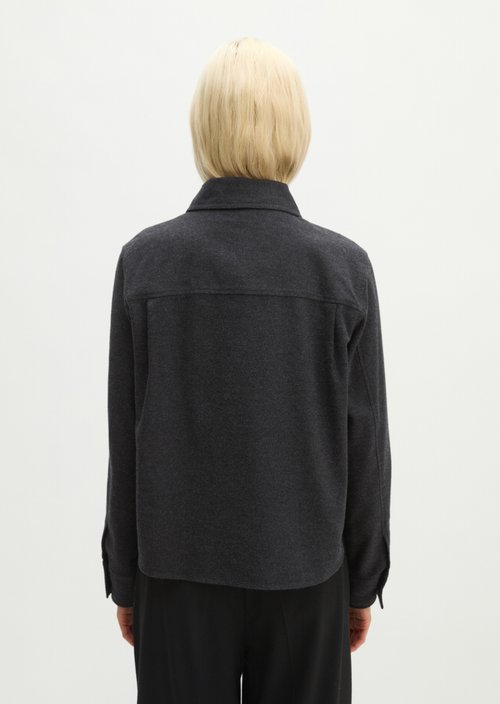 Regular-Fit Flannel Blouse — Black