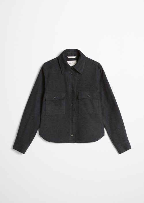 Regular-Fit Flannel Blouse — Black