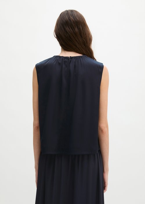 Sleeveless blouse with drawstring relaxed — Dark Navy