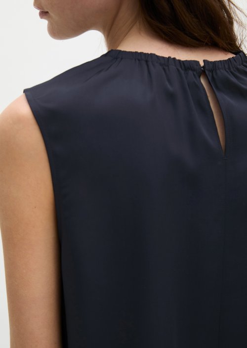 Sleeveless blouse with drawstring relaxed — Dark Navy