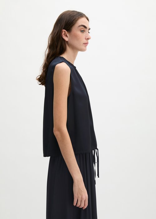 Sleeveless blouse with drawstring relaxed — Dark Navy