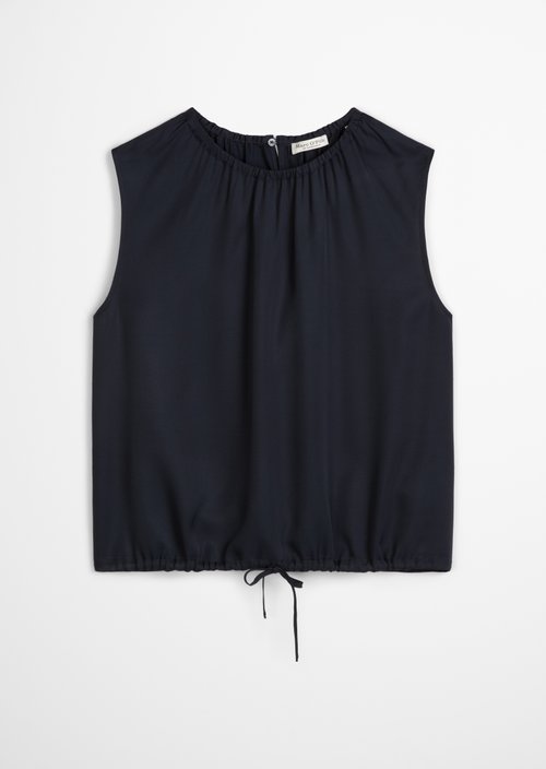 Sleeveless blouse with drawstring relaxed — Dark Navy