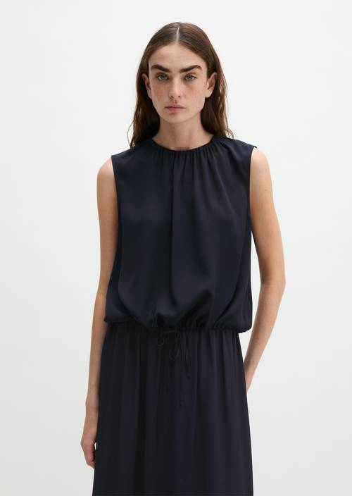 Sleeveless blouse with drawstring relaxed Dark Navy in front view
