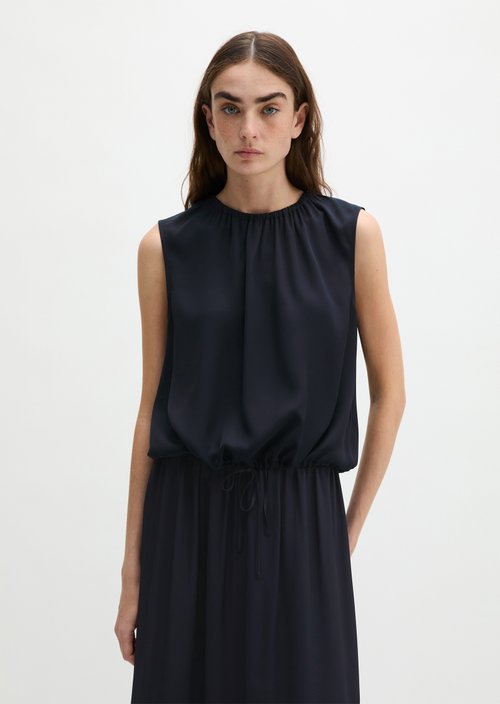 Sleeveless blouse with drawstring relaxed — Dark Navy