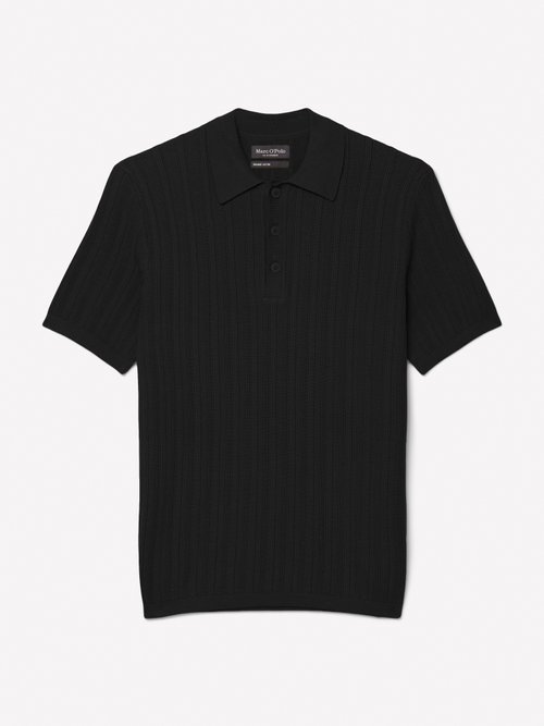 Regular knit polo shirt — Black