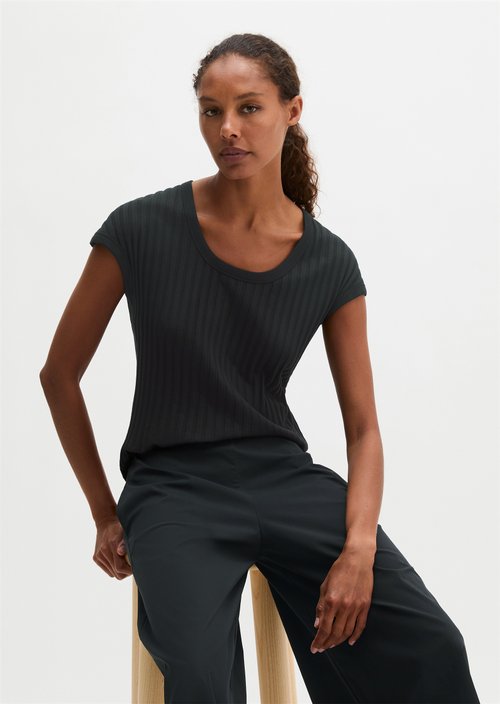 Pointelle T-shirt slim — Black