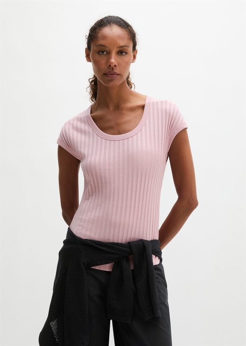 Pointelle T-shirt slim — Mild Rose