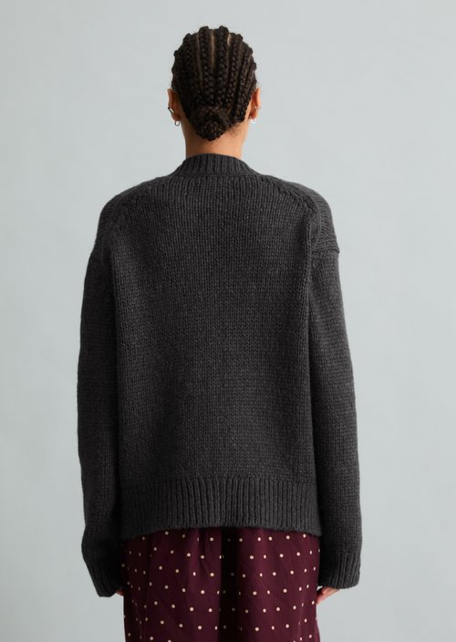 Relaxed Cardigan — Dark Grey Melange