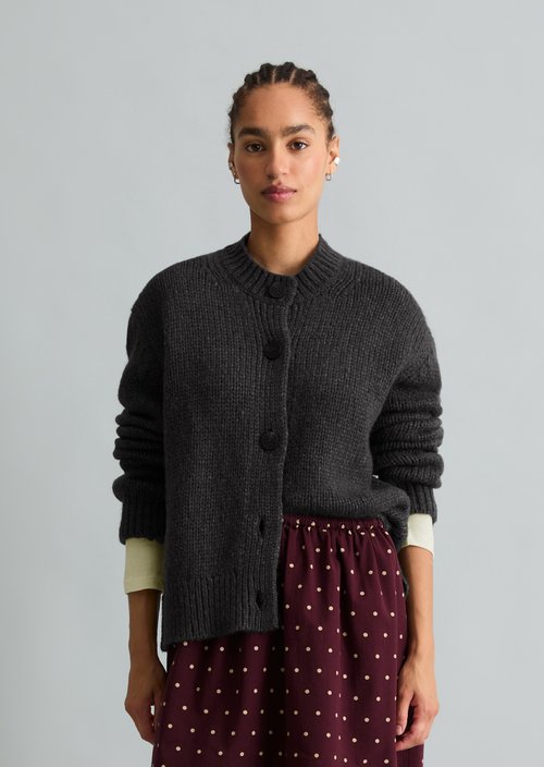 Relaxed Cardigan — Dark Grey Melange
