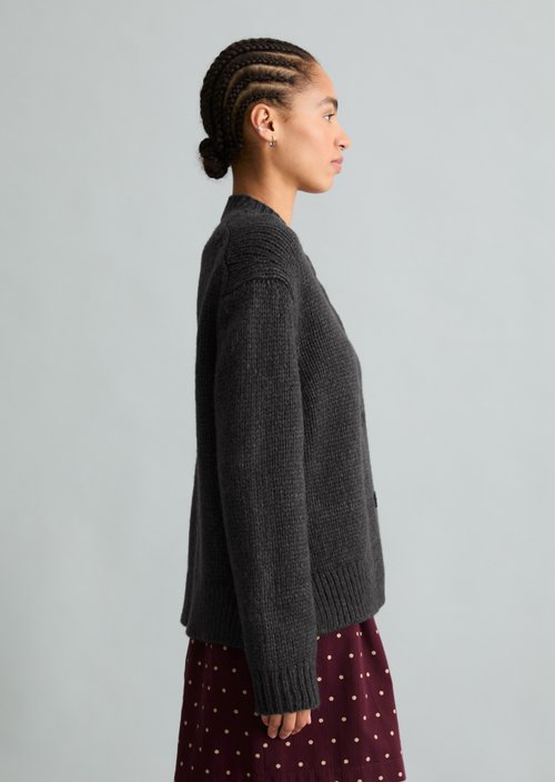 Relaxed Cardigan — Dark Grey Melange
