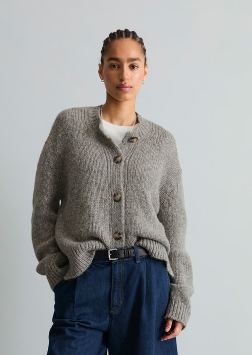 Relaxed Cardigan — Stone Melange