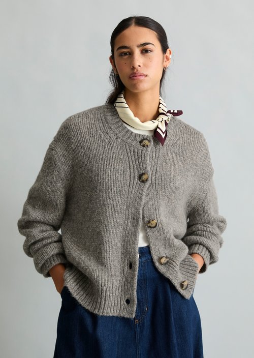 Relaxed Cardigan — Stone Melange