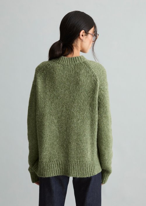 Relaxed Cardigan — Medium Green Melange