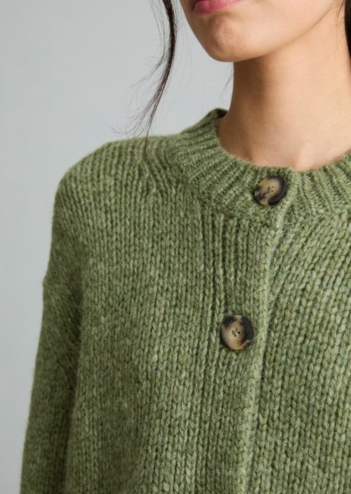 Relaxed Cardigan — Medium Green Melange