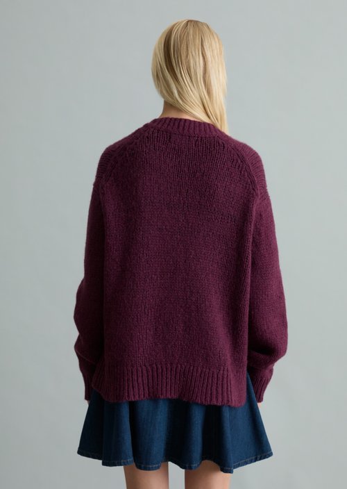 Relaxed Cardigan — Dark Red Melange