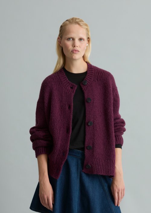 Relaxed Cardigan — Dark Red Melange