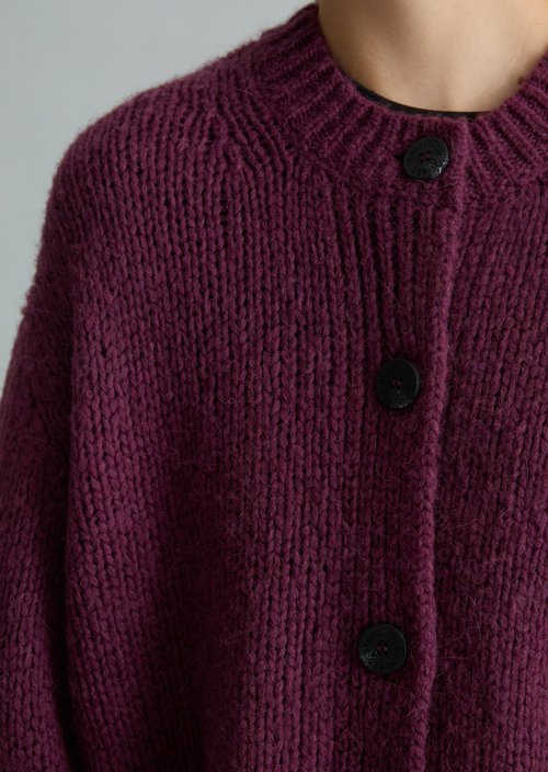 Relaxed Cardigan — Dark Red Melange