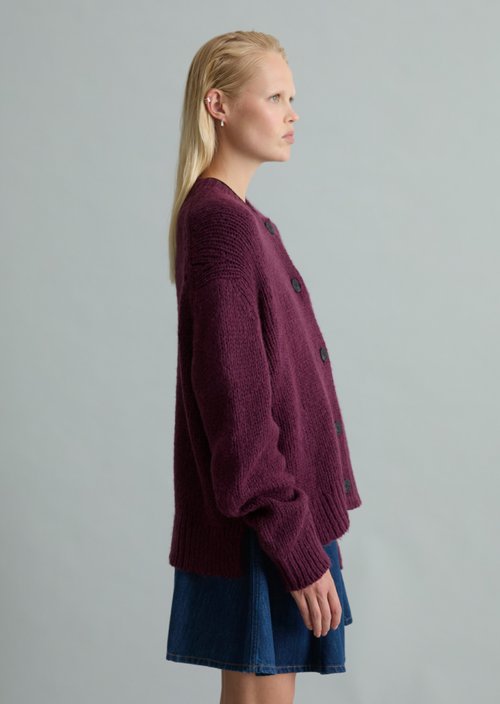 Relaxed Cardigan — Dark Red Melange