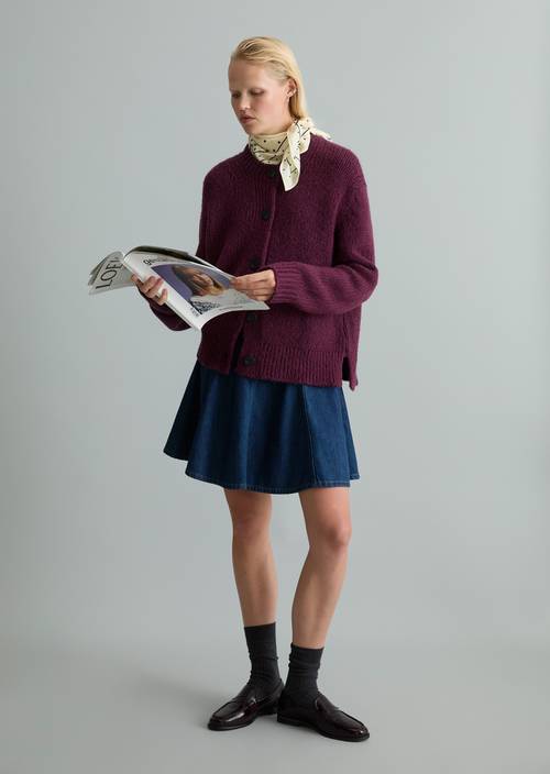 Cardigan ample Dark Red Melange en vue de face
