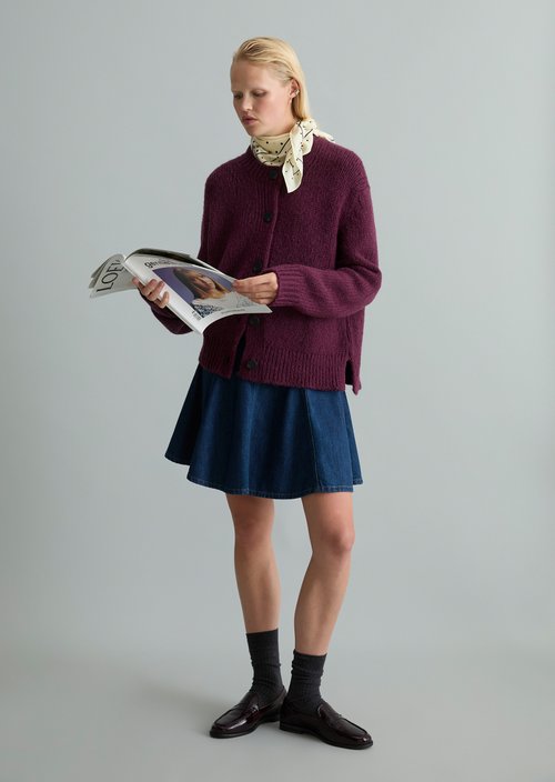 Relaxed Cardigan — Dark Red Melange