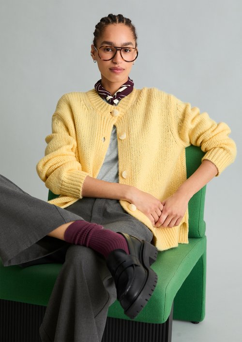 Relaxed Cardigan — Medium Yellow Melange