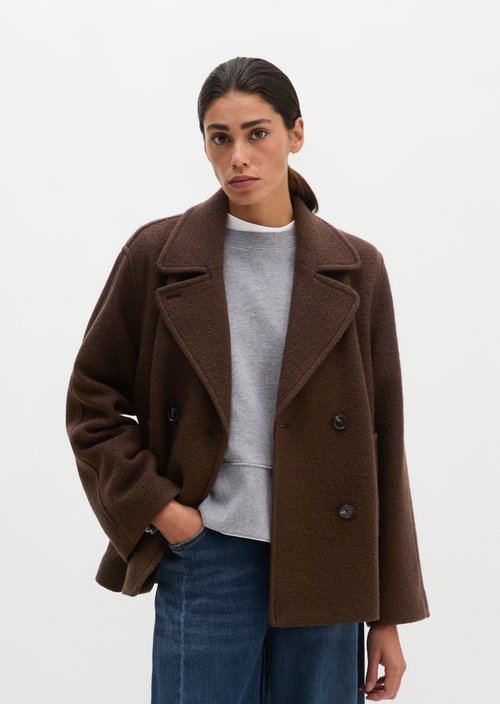 Regular-fit pea coat — Burnt Coffee