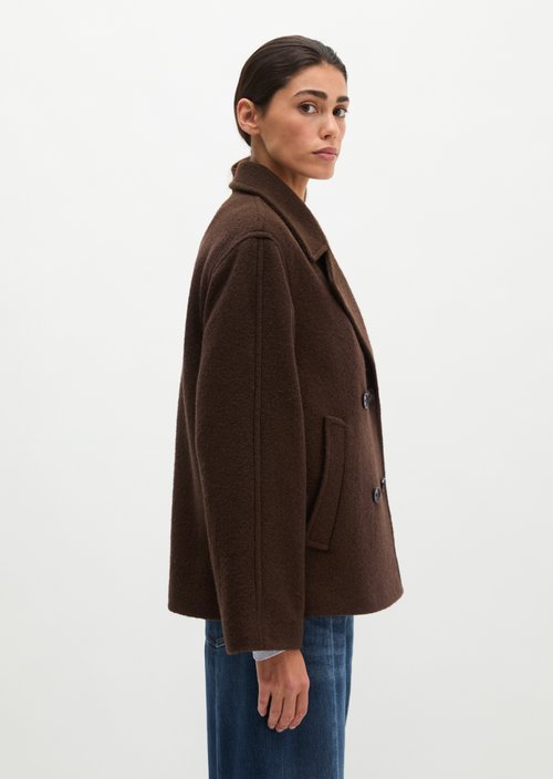 Regular-fit pea coat — Burnt Coffee