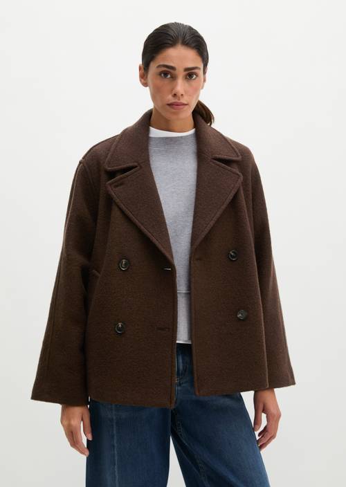 Regular-fit pea coat Burnt Coffee in front view