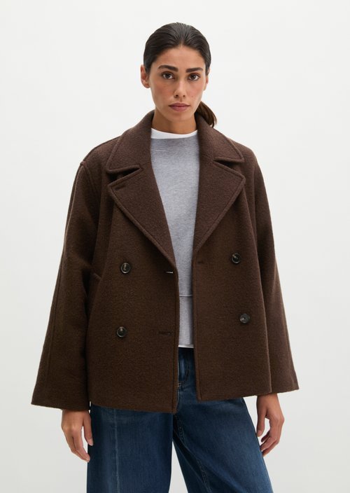 Regular-fit pea coat — Burnt Coffee