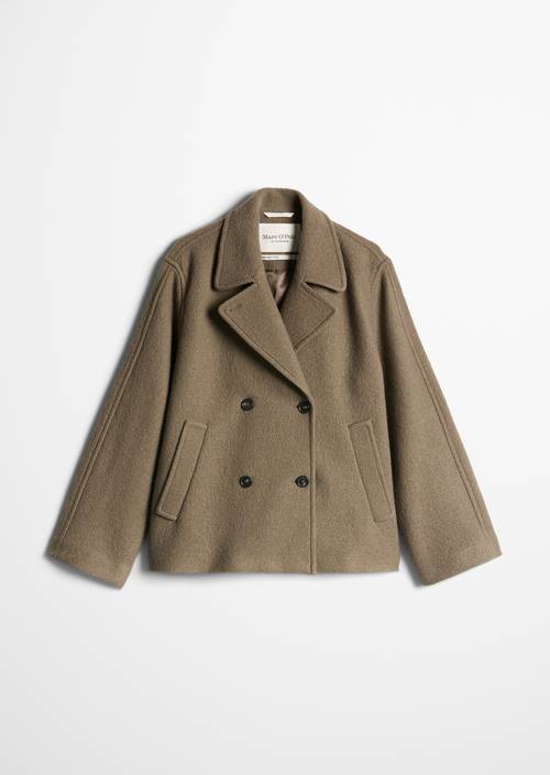 Regular-fit pea coat Stone Taupe in isolated view without model