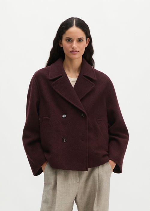 Regular-fit pea coat — Black Cherry