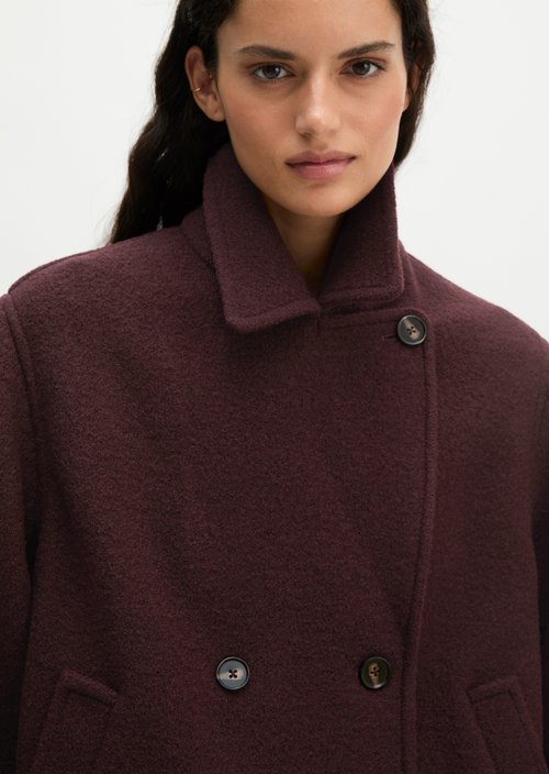 Regular-fit pea coat — Black Cherry