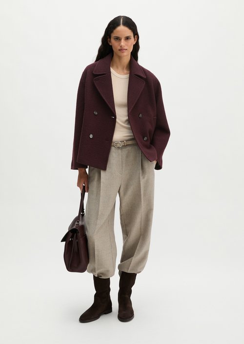 Regular-fit pea coat — Black Cherry