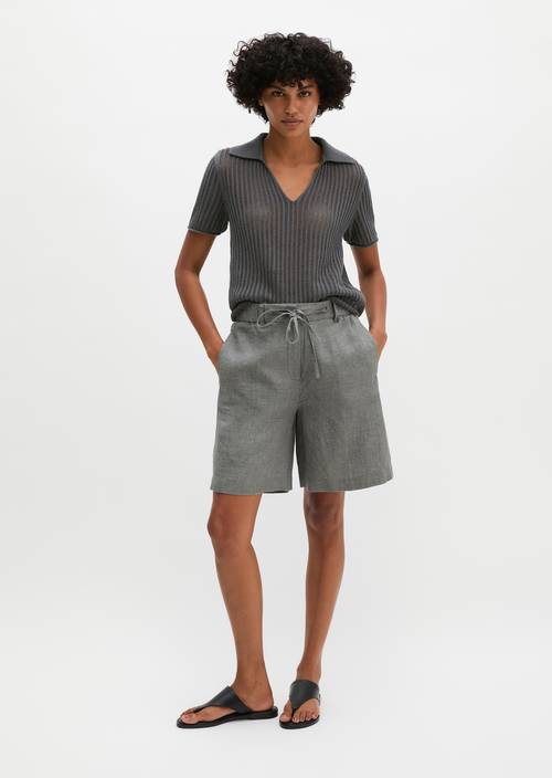 Leinen-Shorts straight Slate Grey Melange in Frontalansicht
