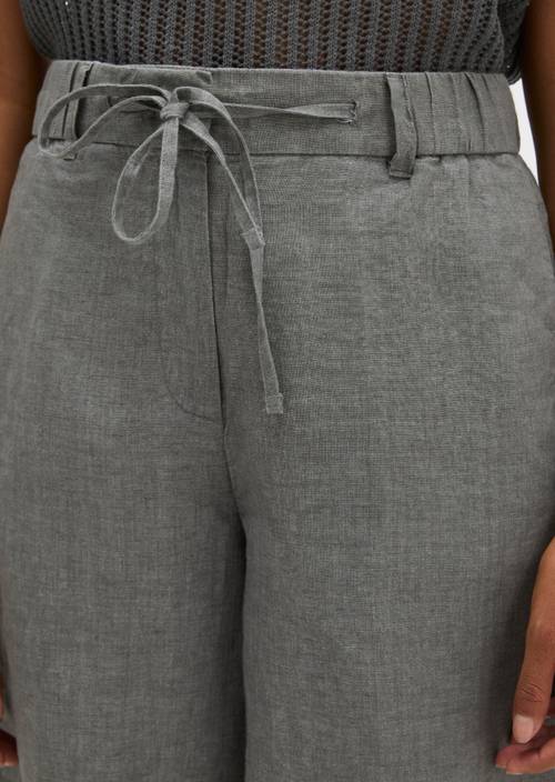 Leinen-Shorts straight Slate Grey Melange in Detailansicht