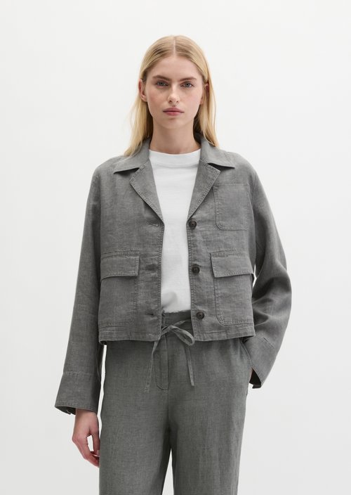 Linen jacket relaxed — Slate Grey Melange