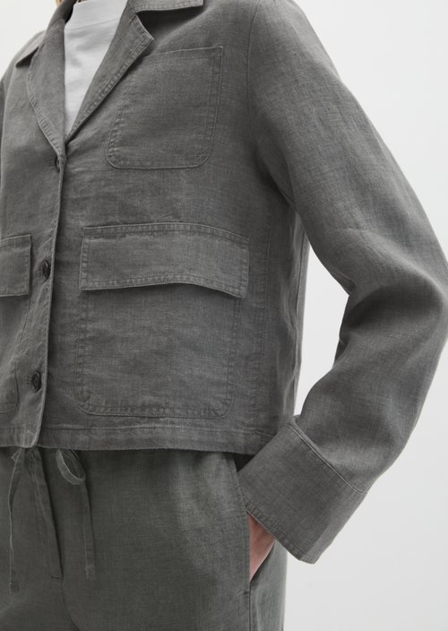 Linen jacket relaxed — Slate Grey Melange