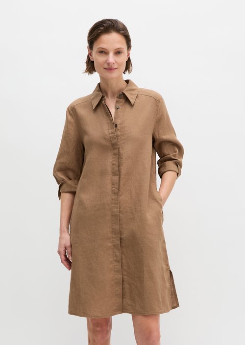 Loose linen dress — Burnt Brown