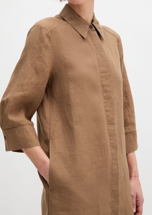 Loose linen dress — Burnt Brown