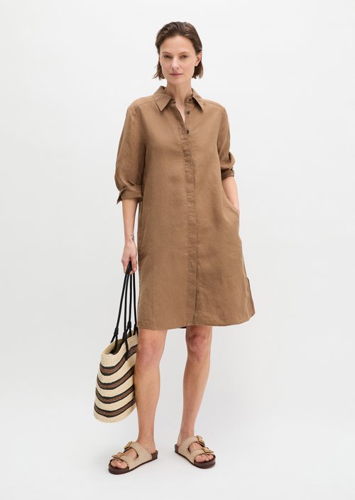 Loose linen dress — Burnt Brown
