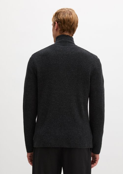 Regular-Fit Tweed Troyer — Dark Grey Melange