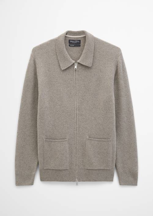 Regular-Fit Tweed Cardigan Driftwood Haze in isolated view without model
