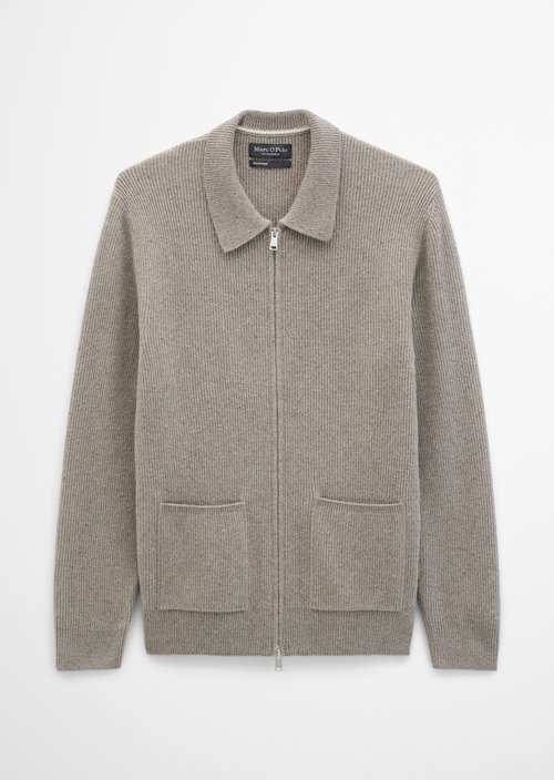 Regular-Fit Tweed Cardigan — Driftwood Haze