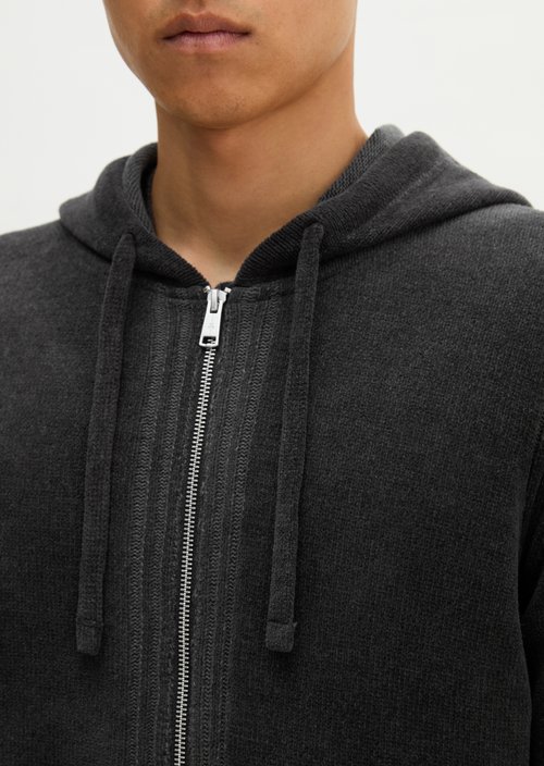 Regular-Fit Chenille Cardigan — Broken Graphite